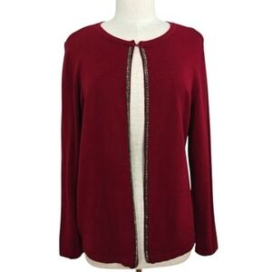 Chico's Women's Long Sleeve Red Open Front Cardigan Size 3 US XL‎